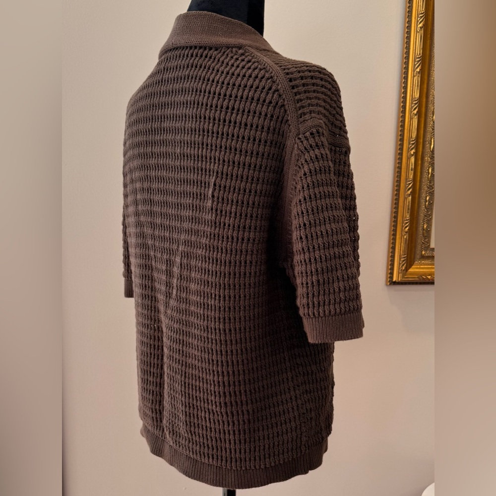 Josephine Chaus one button open weave ladies shrug‎ sweater size XL cotton brown - Picture 6 of 16